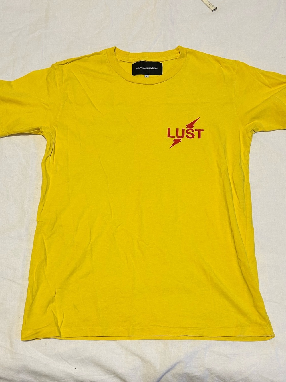 Yellow 'LUST' Graphic Short Sleeve Tee